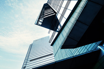 Plakat Look up at the modern city skyscrapers.