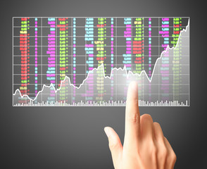  financial symbols coming from hand
