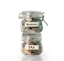 Silver coins in piggy bank Glass