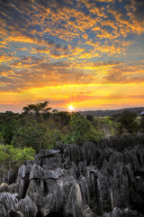 Beautiful HDR view on the unique geography at the Tsingy de Bemaraha Strict Nature Reserve in Madagascar