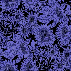 Gordijnen Seamless flower pattern with Color background © Ashash
