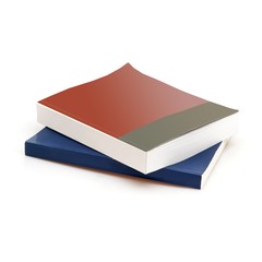Stack of books on white background