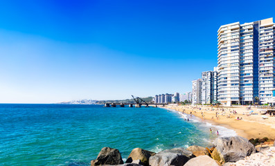 Naklejka premium Hotels on the beach in Vina del Mar, Chile