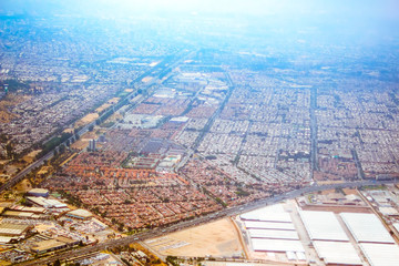 Fototapeta na wymiar Airplane view of Santiago, Chile