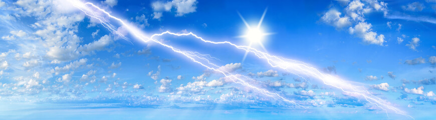 Thunder and lightning in the blue sky