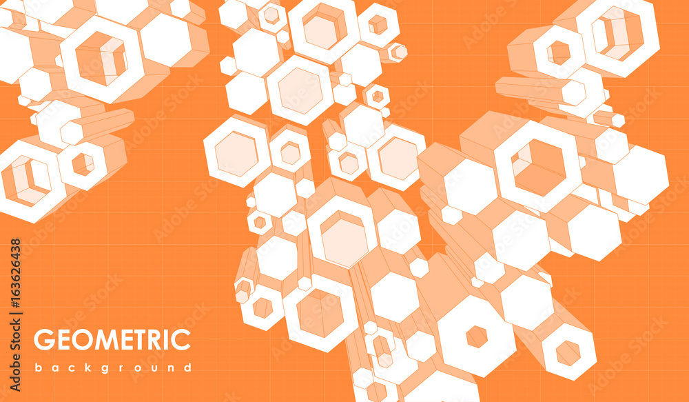 Poster abstract futuristic background with hexagon elements. template with geometric elements for web and p