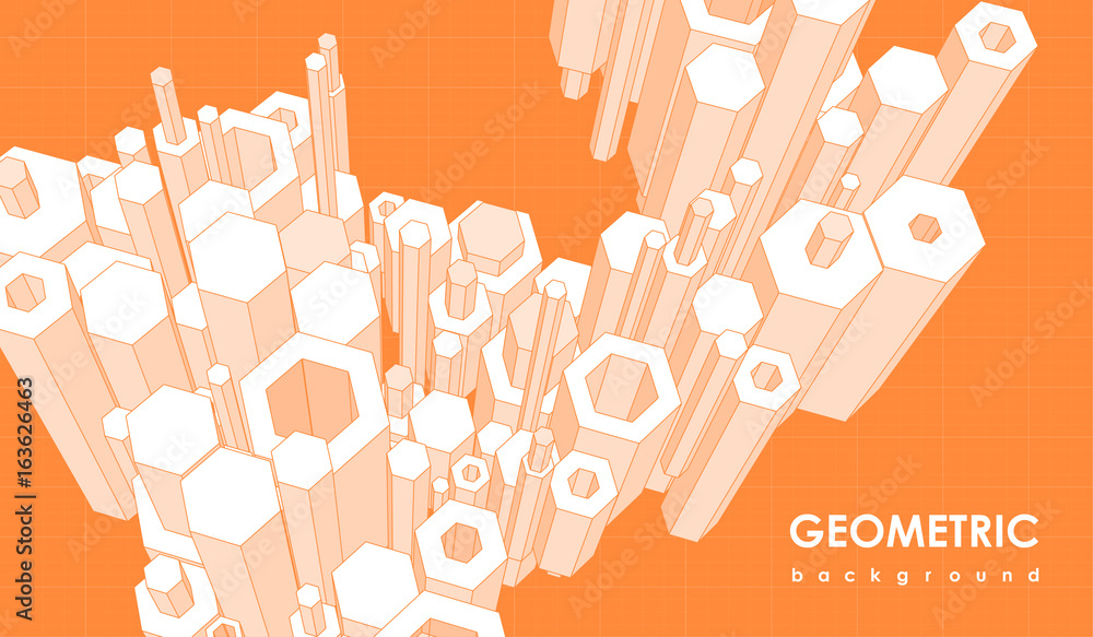Poster abstract futuristic background with hexagon elements. template with geometric elements for web and p