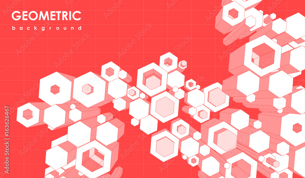 Poster abstract futuristic background with hexagon elements. template with geometric elements for web and p