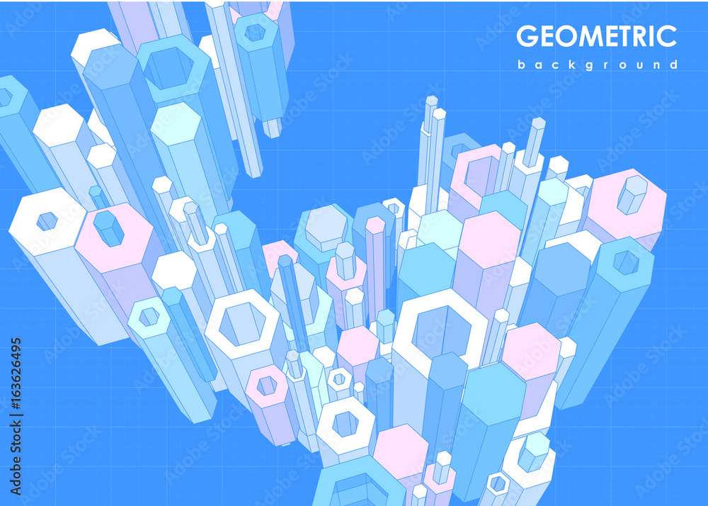 Poster abstract futuristic background with hexagon elements. template with geometric elements for web and p