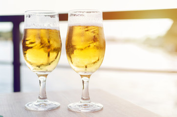 two glasses of beer