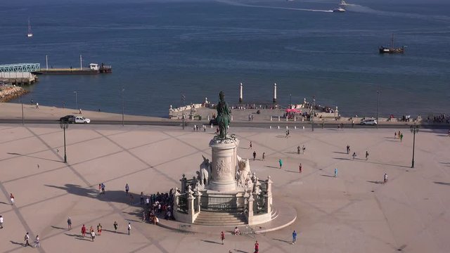 Beautiful Comercio Sqaure in Lisbon called Parca do Comercio - LISBON / PORTUGAL - JUNE 14, 2017