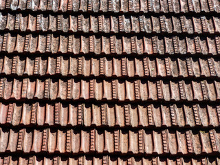 Traditional orange roof tiles in Lisbon, Portugal