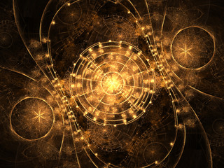 Yellow fractal watch, digital artwork for creative graphic design