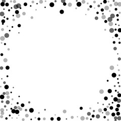 Random black dots. Corner frame with random black dots on white background. Vector illustration.