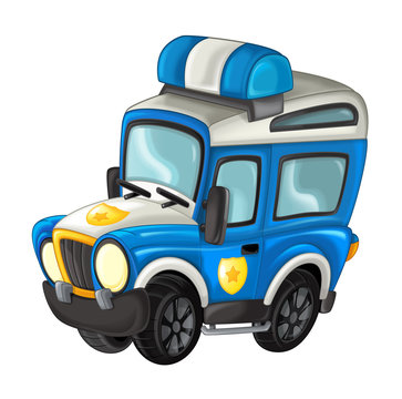 recommend clip art: cartoon funny off road police car - illustration for children