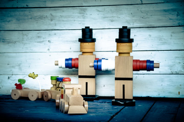 Wooden train and figures