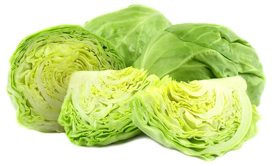 Cut cabbage on white background
