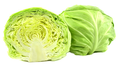 Fototapeta premium Cut cabbage on white background