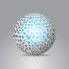 3d Sphere Decorated With Geometric Abstract Shape Ornament Vector Illustration