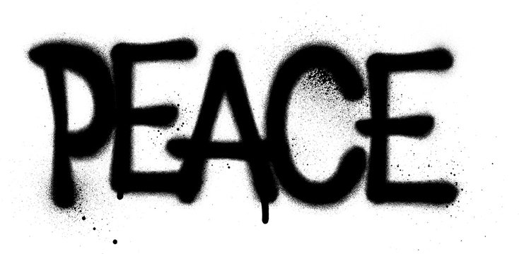 peace sprayed graffiti word in black over white