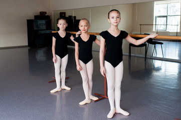 Girls are engaged in choreography in the ballet class.