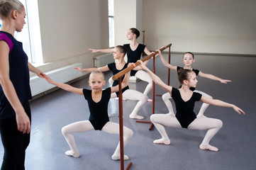 Children are taught ballet positions in choreography.