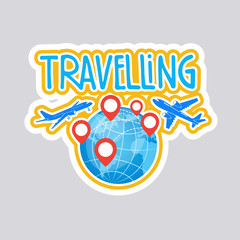 Travelling Sticker Social Media Network Message Badges Design Vector Illustration