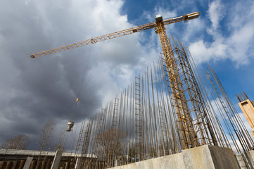 Construction cranes silhouettes