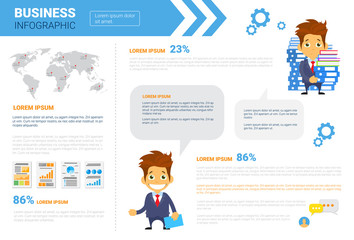 Fototapeta na wymiar Business Infographics Set Copy Space For Presentation Data Market Report Analysis Concept Flat Vector Illustration