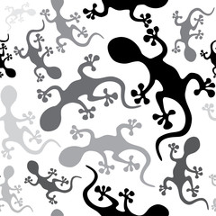 Gecko seamless black grey on a white background.