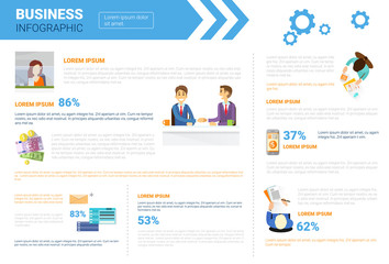 Business Infographics Set Copy Space For Presentation Data Market Report Analysis Concept Flat Vector Illustration