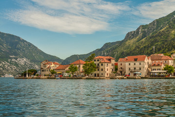 Fototapeta na wymiar View of Bay of Kotor near Prcanj