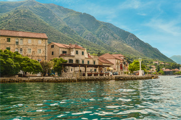 Fototapeta na wymiar View of Bay of Kotor near Prcanj