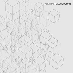 Vector abstract background 3d cubes of different size in perspective for your design, business style, logo, print or internet.