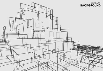 Vector abstract monochrome background shattering plane of 3d cubes in perspective for your design, business style, logo, print or internet.