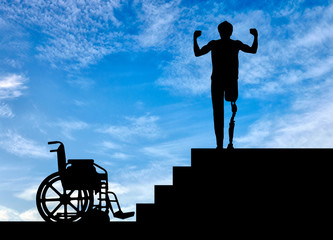 Happy disabled man with a prosthetic leg