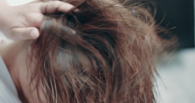 slowmotion of drying hair process