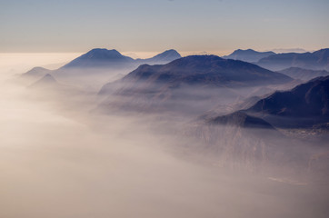 Fototapeta na wymiar Alps in the mist