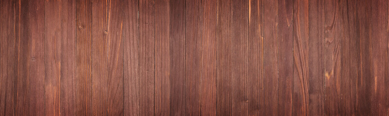 Panorama from brown wooden planks, wood table background