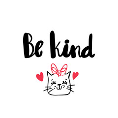 Be kind lettering hand drawn greeting card design logo