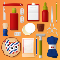 Barber Shop Corporate Identity Template Set. Man Beauty Stationary Mockup. Personal Branding. Vector illustration