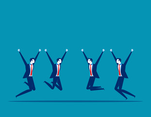 Business team jumping. Concept business vector illustration. Group of people celebrate to success business.