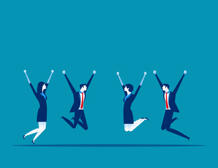 Business team jumping. Concept business vector illustration. Group of people celebrate to success business.