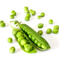 two pea pods. Square image