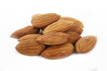 heap of almonds isolated
