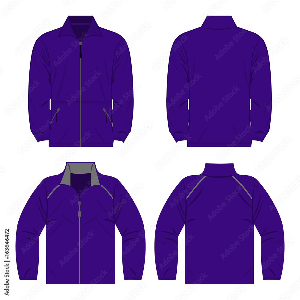 Poster Violet color autumn fleece jacket and sport jacket set isolated vector