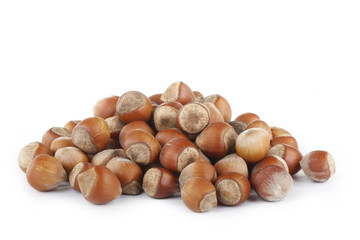 heap of hazelnuts isolated