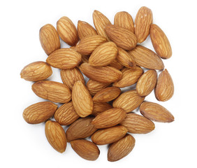 heap of almonds isolated