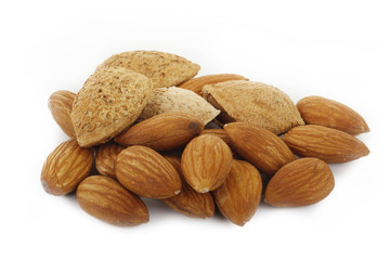 heap of almonds isolated