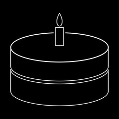 Cake with candle  the white path icon .